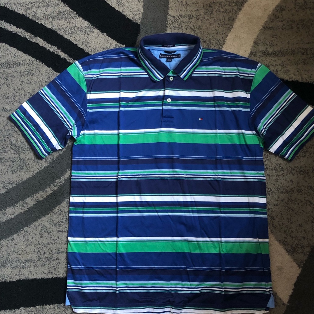 Tommy Hilfiger Blue & Green Striped Polo